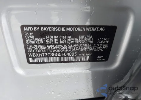 2016 BMW X1 xDrive28I из США, поврежденный, VIN WBXHT3C36G5F64885